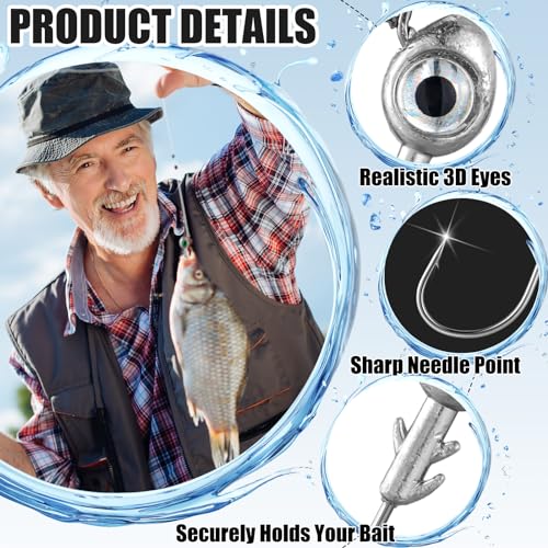 Seenelling 12 Pcs Fishing Jig Heads 3D Eyes Crappie Trout Bass Heads Jigs Tackle Lure Fishing Jigs Heads Suitable for Freshwater and Saltwater 3/16 oz 1/4 oz 3/8 oz 1/2 oz