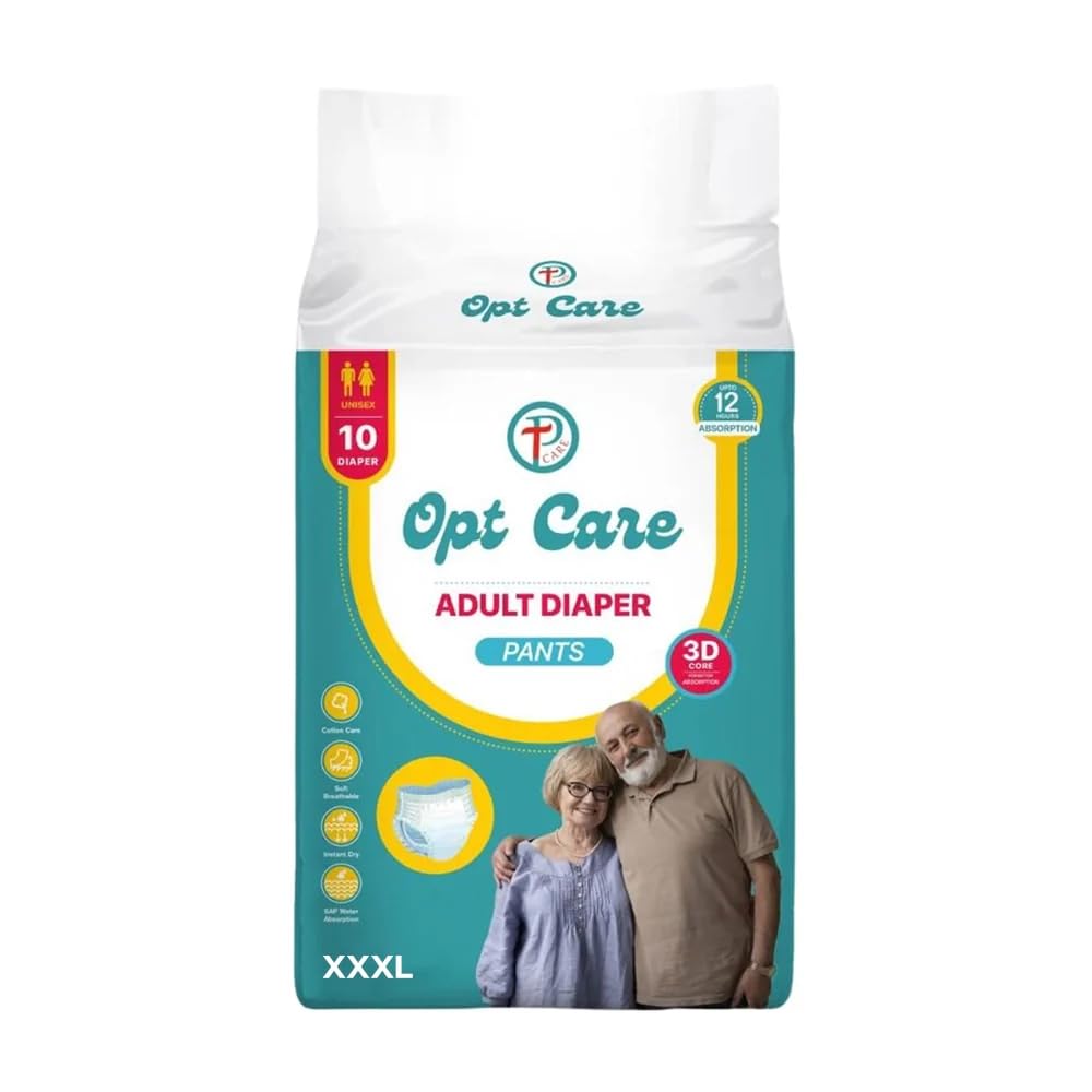Opt Care Adult Diaper Pants – XXXL (125-180 cm) | Unisex Pull-Up Adult Diapers | 12-Hour Protection | 3D Absorption Core | Soft & Breathable | Pack of 10-image-28