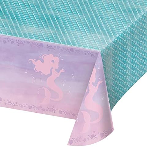 Manteles de plástico iridiscentes para fiesta de sirena Cover