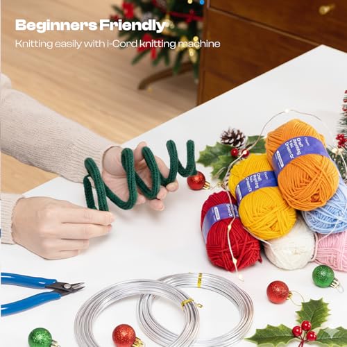 Image of Caydo Aluminum Craft Wire and Acrylic Yarn Skeins Kit, i-Cord Knitting Kits for Beginner for DIY Handicraft Making, 8x25g Yarn & 2 Roll 5M x 3 mm Wire