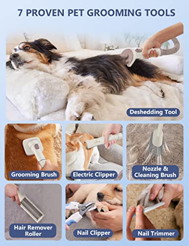 Dog Grooming Kit, 7-1 Pet Grooming Vacuum, Low Noise Dog Grooming Clippers, Dog Hair Vacuum With Pet Grooming Tools, Dog Vacuum For Shedding Grooming Thick & Thin Dogs Cats Suction 99% Pet Hair #TOP6