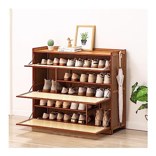 Meuble à chaussures en bambou et rotin, rangement moderne de 100cm pour entrée et couloir