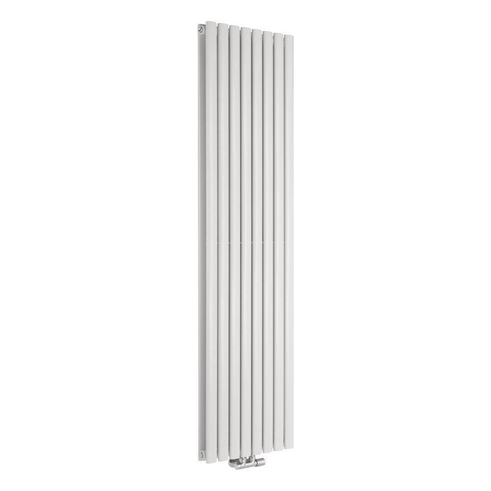 Milano Aruba White Vertical Middle Connection Double Oval Panel Radiator - 1780mm x 472mm