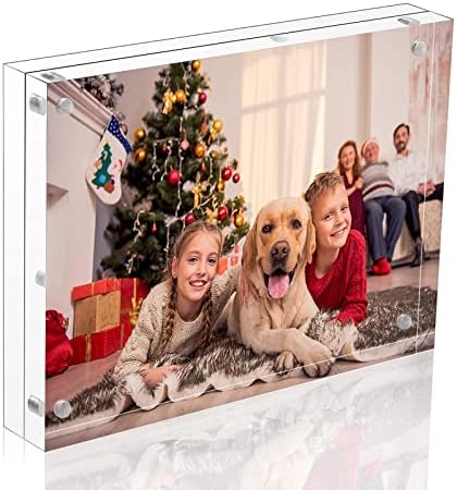 NIUBEE Acrylic Picture Frame 5x7, 20% Thicker Block Clear Double Sided Photo Display with Gift Box Package
