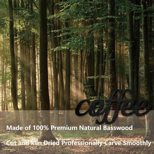 CREATCABIN Coffee Word Cutout Sign Laser Cut Wood Letter Sign Wall Decor Unfinished Wooden Signs Wall Art Basswood Hanging Sculpture Decor for Crafts DIY Farmhouse Kitchen Cafe Bar Black 11.9x5.3Inch - Image 4