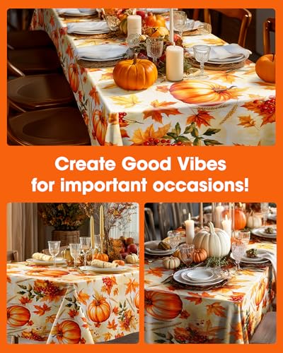 Image of Pureegg Plastic Table Cloth Disposable 54x108 Inch 10 Pack, Pumpkin Harvest
