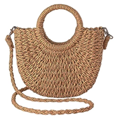 Sac bandoulière tissé poignée supérieure grand volume pour le shopping et la plage