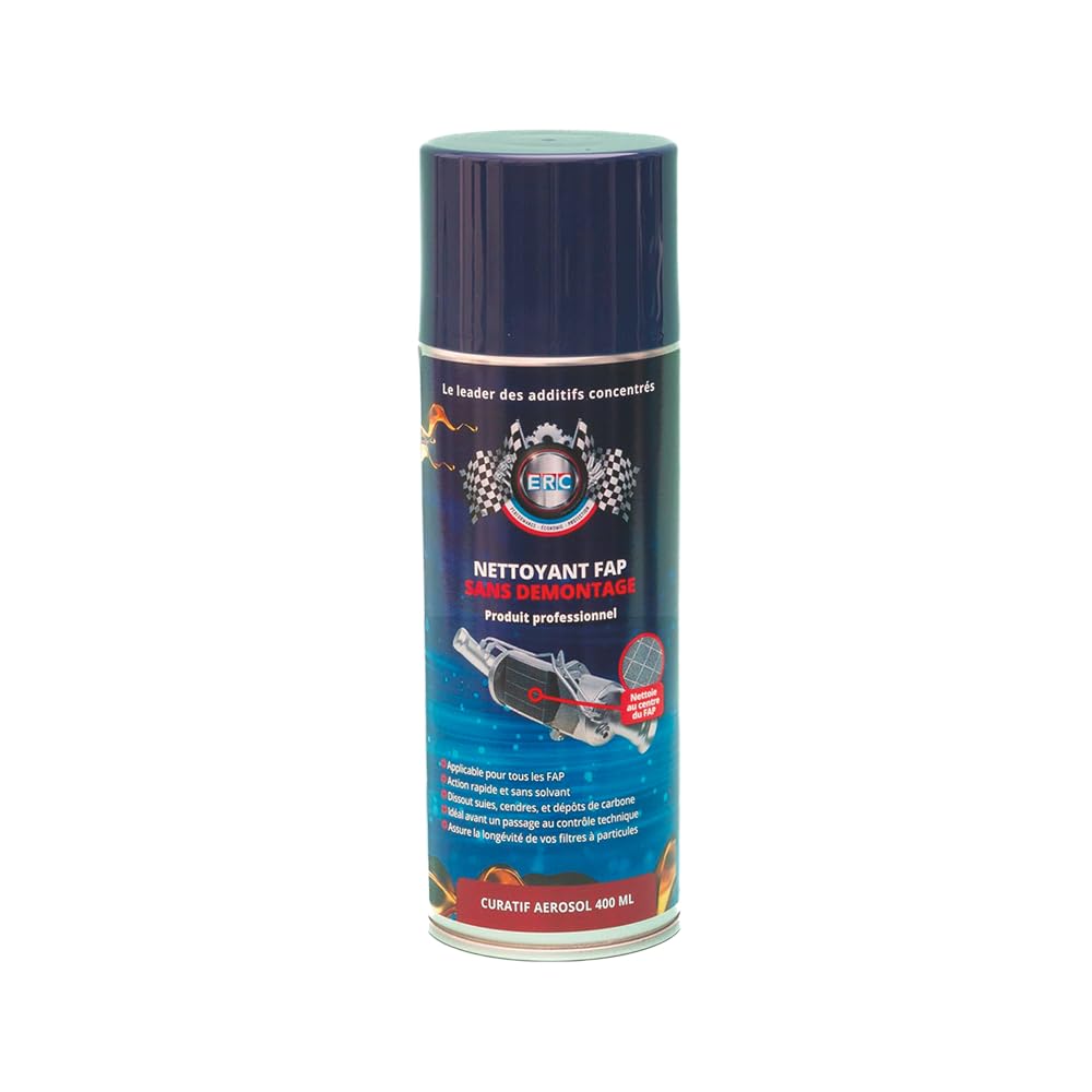 ERC | Limpiador FAP obstruido | Aerosol | Disuelve el hollín, cenizas y depósitos de carbono | Limpiador FAP sin desmontaje | Restaura el rendimiento del motor | Para motor diesel | 400 ml