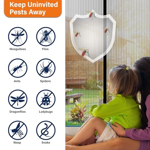 Image of Magnetic Screen Door,Magnetic Door Mosquito Net,Magnetic Door Curtain No Drilling Automatic Closing for Living Room Balcony Door Kids Room (100x220cm, Black)