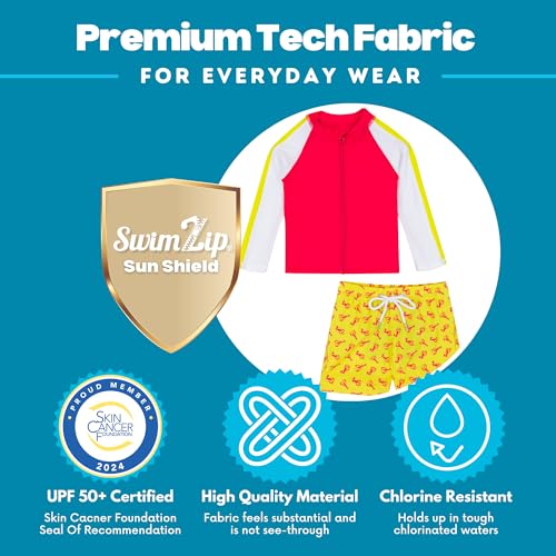 Image of SwimZip Boys' Long Sleeve Rash Guard & Swim Shorts Set - UPF 50+ Sun Protection