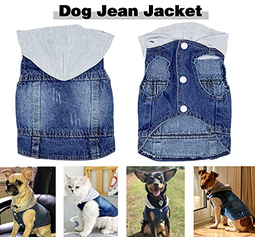 Pet Clothes Dog Jeans Jacket Cool Blue Denim Hoodie Coat, Puppy Clothing Shirt Costume, Doggy Vintage Washable Lapel Vest, Dog Classic T-Shirt Apparel For Small Medium Dogs Cats (Blue, Medium) #TOP3