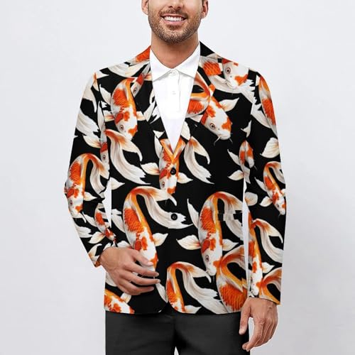 Japanese Fish Men's Slim Suit Long-Sleeve Prom Tuxedo Classic Two Button Business Jacket2