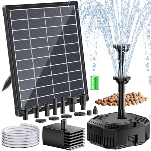 Antfraer 7W Solar Pond Filter with Battery Backup Solar Pond Filter with Water Pump Pond Pump with Shortage Protection For Small Pond Bird Bath Fish Ponds