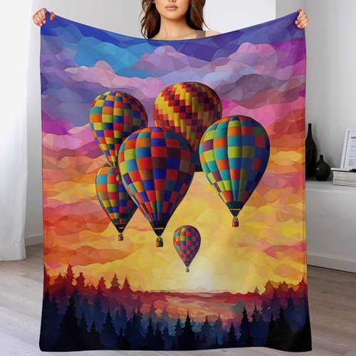 Couverture en peluche montgolfière premium lit double moelleuse et chaude