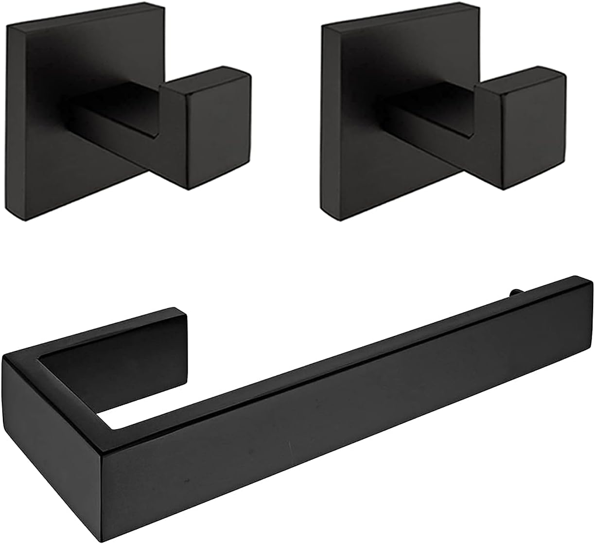 Nolimas Matte Black Bathroom Hardware Set 3 Pieces SUS304 Stainless Steel Wall Mounted Set Including Towel Ring, Robe Towel Hooks, Bathroom Accessories Kit