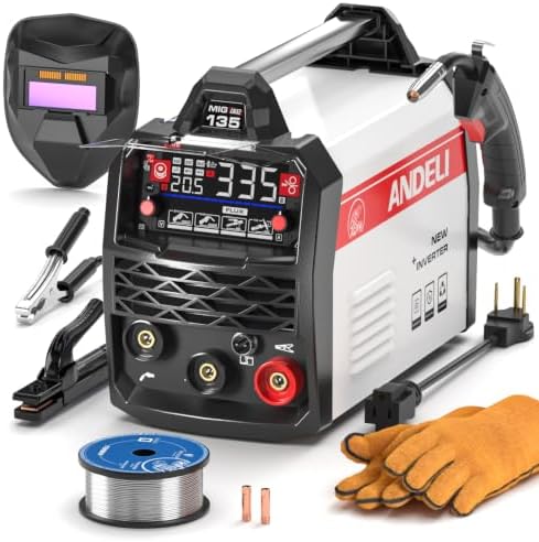 ANDELI Soldador Mig De 135 A, Mig De 110 V Com Fluxo/Tig De Eleva...