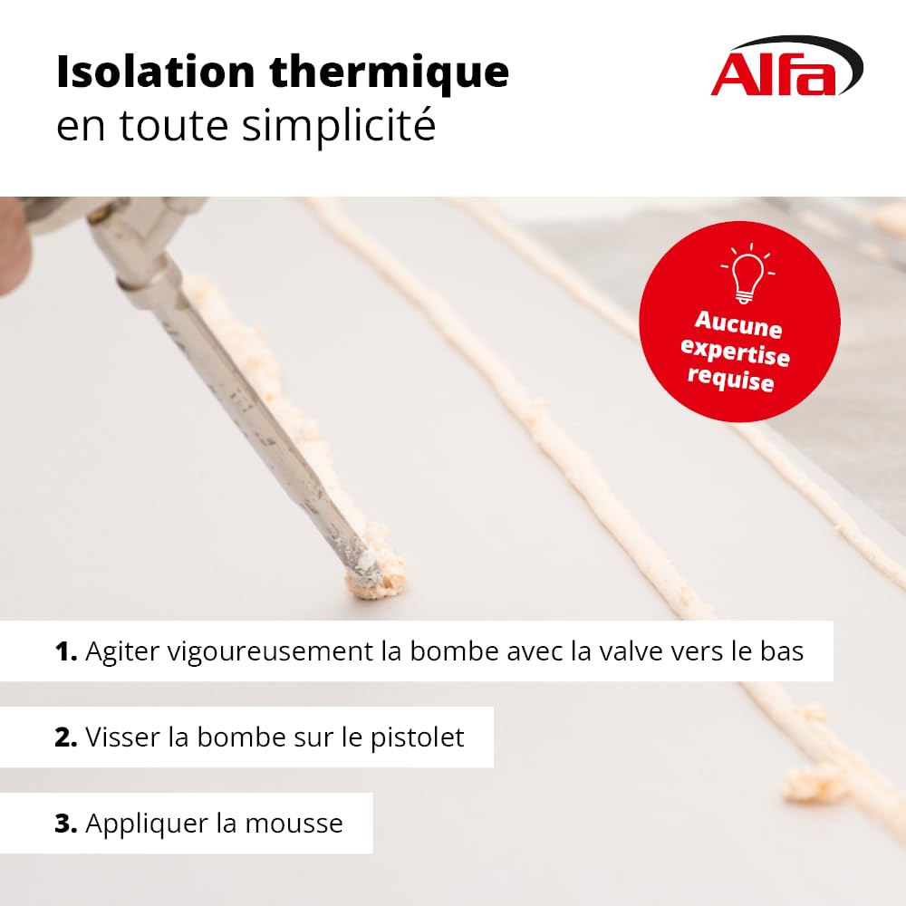 Alfa Colle mousse adhésive pour panneaux isolants – 750 ml – 8 pièces | Mousse polyuréthane pour fixation de panneaux isolants et plaques périmétriques ETICS, haute performance isolation thermique