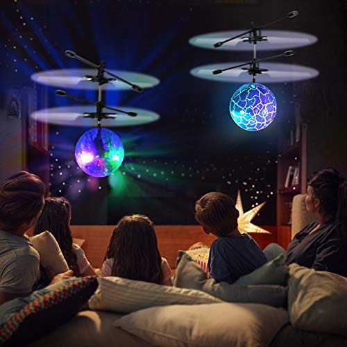 Flying Ball Toys, RC Toy for Kids Boys Rechargeable Light Up Ball Drone Infrared Induction Helicopter with Remote Controller for Indoor and Outdoor Games Girls Gifts for Teens 2 PCS