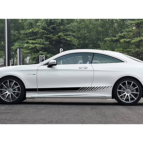 Sunjika Universal Vinyl Side Body Car Decals Racing Stripes Sticker Stripe Graphics Car Side Decals For Suv Off-Road Auto Car Body Side Door Decoration Racing Accessories 2Pcs (Black) #TOP4