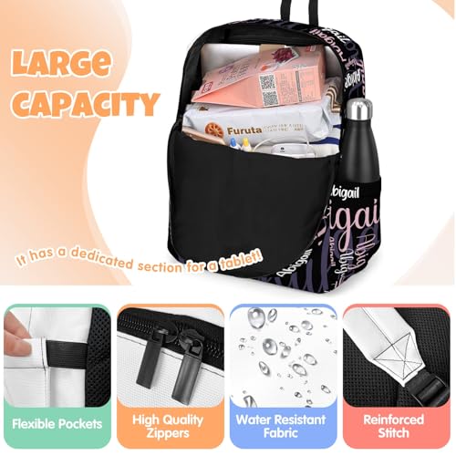 Custom Backpack for Girls Boys, Lightweight Backpack Set with Optional Lunch Bag Pencil Case, Personalized Schoolbag with Name 10-12, Back to School Supply, Optional Reflectives, Violet3