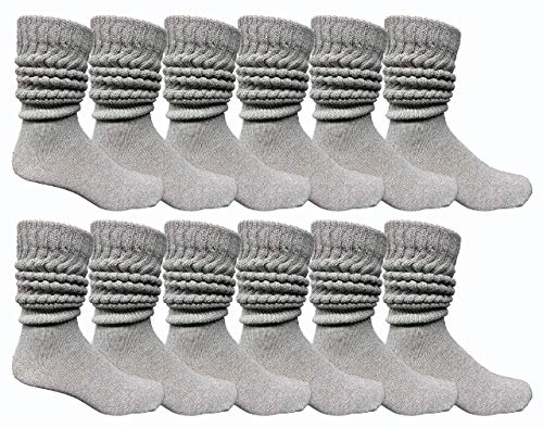 Yacht & Smith 6 Pairs and 12 Pairs Men's Cotton Extra Heavy Slouch Socks, Boot Sock, Bulk Thick Socks