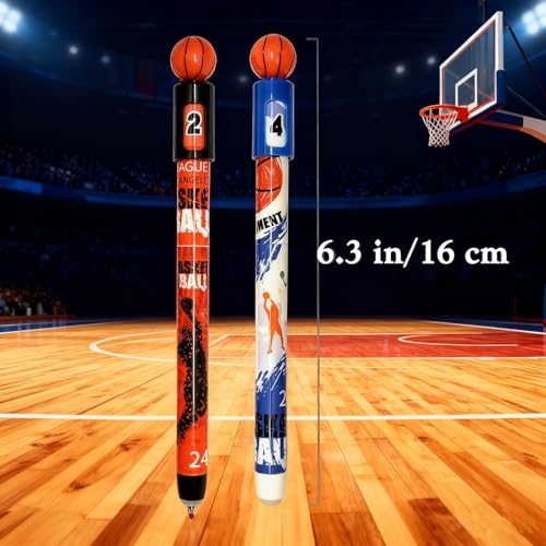 8 bolígrafos de gel azul borrables con temática baloncesto miniatura 2