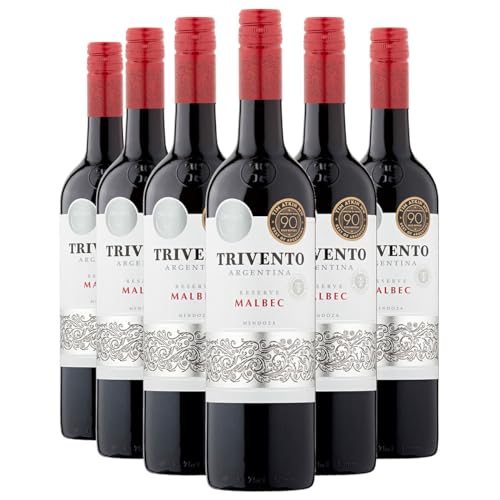 Malbec Red Wine Case - 6 x 75cl - Trivento Reserve Argentina Sweet & Velvety - Case of Six Bottles of Red Wines