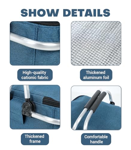Panier à provisions pliable 20L bleu isolé pour courses et pique-nique