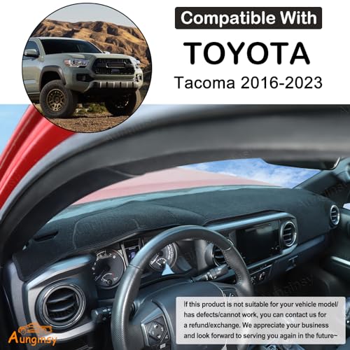 Image of Aunginsy Car Dashboard Cover Mat Compatible with Toyota Tacoma 2016-2023, Pickup Dashboard Dash Cover Nonslip Black Mat Sun Pad Dash Carpet Sunshade Glare UV Rays Protector Car Interior Accessories