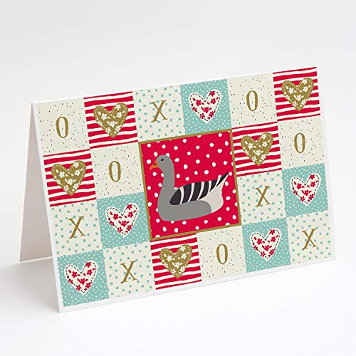 Caroline's Treasures CK5320GCA7P Pilgrim Goose Love Greeting Cards and Envelopes Pack of 8, Red Blank Cards with Envelopes Whimsical A7 Size 5x7 Blank Note Cards