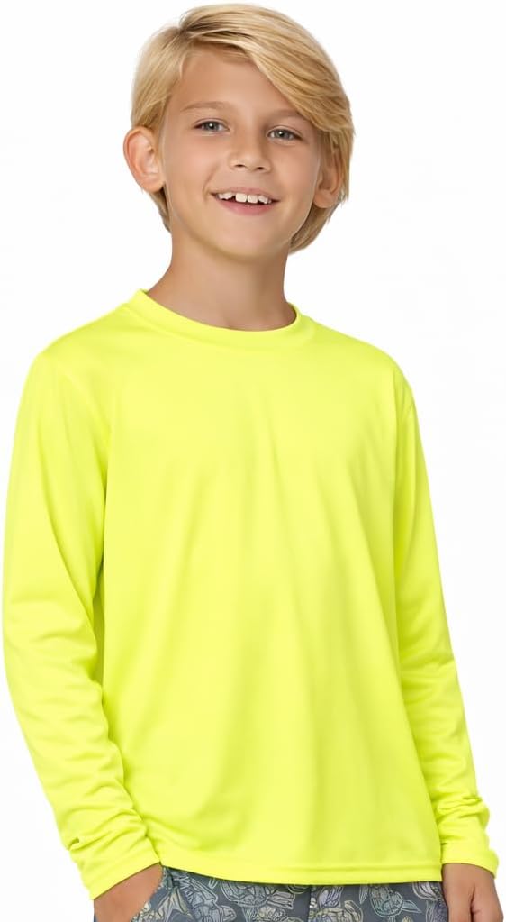 INGEAR Boys’ UPF 50+ Rash Guard Swim Shirt – Quick-Dry Lightweight Sun Protection for Swimming, Surfing & Beach, XS–XL