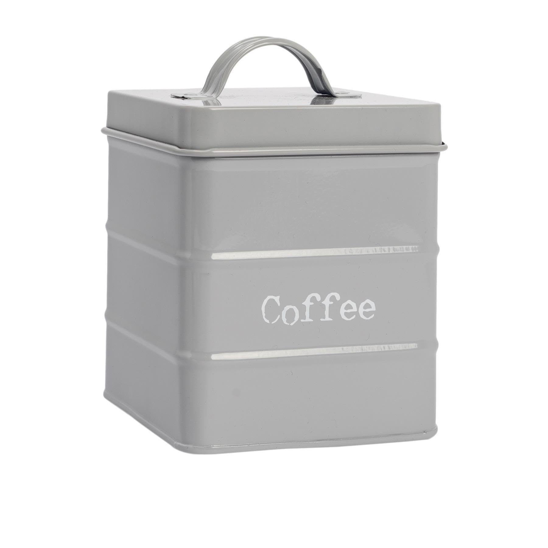 Harbour Housewares Metal Coffee Storage Canister - Grey 1x Vintage Retro Food Storage Canister Coffee Caddy Food Preservation Container Tin with Airtight Fit Lid for Kitchen Organisation & Home Décor