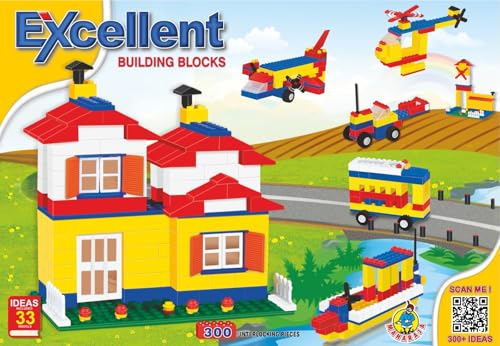 Image of Maharaja Excellent Building Construction Blocks Set for Kids & Adults, 300 Pieces, Suitable for 5+ Years, Support 330+ Models (Maha Excellent RP055), Box Size - 32.8x22.3x5