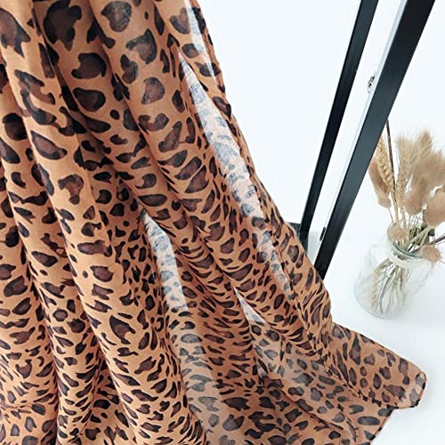 Long Wide Silk Scarf Women's Lightweight Leopard Print Chiffon Shawl Scarf Muslim Lady Hijab Wraps for Spring Summer4