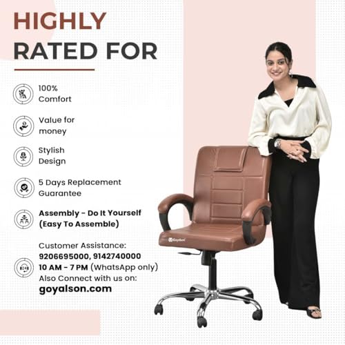 Image of revolving Chair Medium Back Home Office Home Study Revolving Comfortable Chair (1, Brown, Standard)