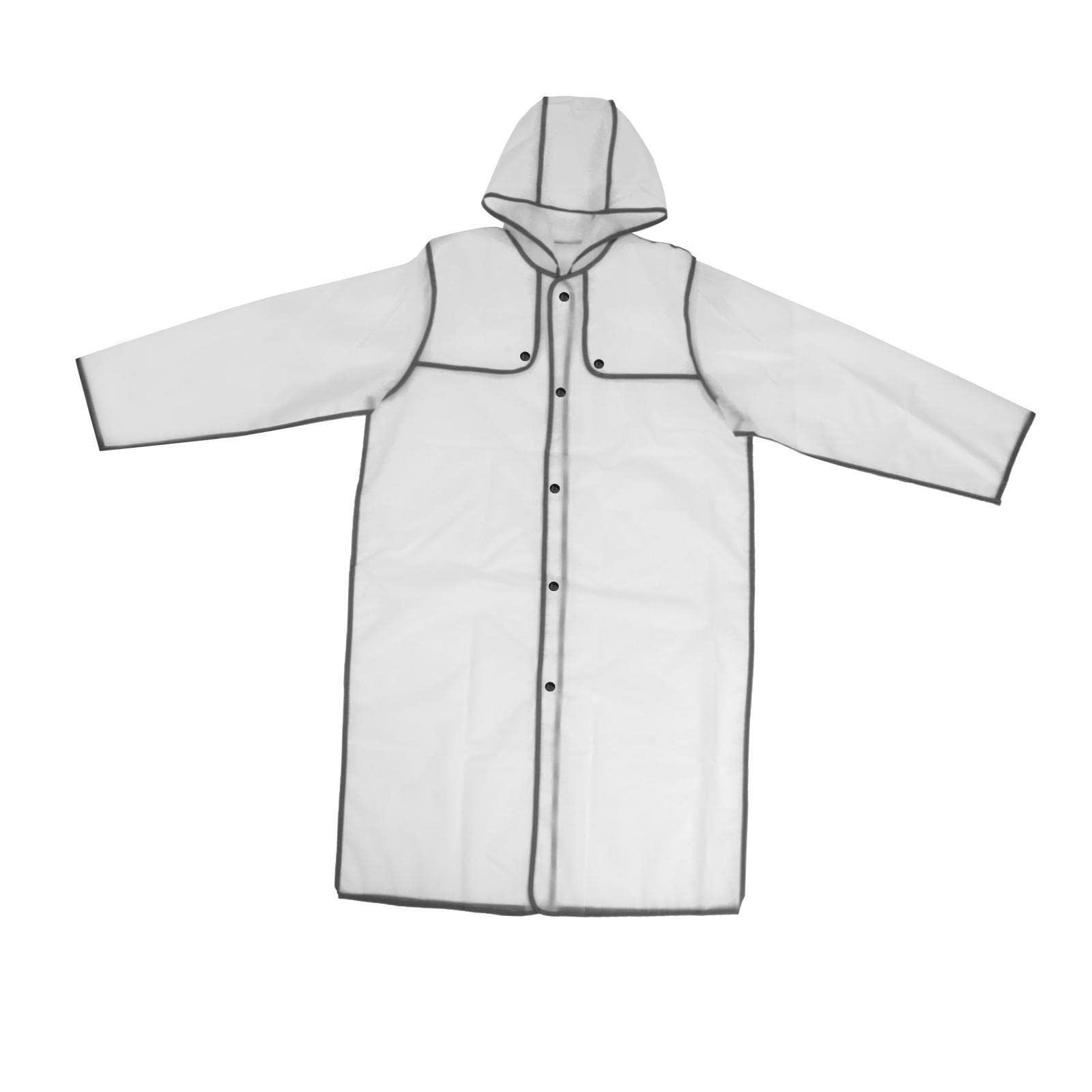 calandis CALADNIS Hooded Rain Poncho Long EVA Waterproof for Adults Men and Women Black L-picture-16