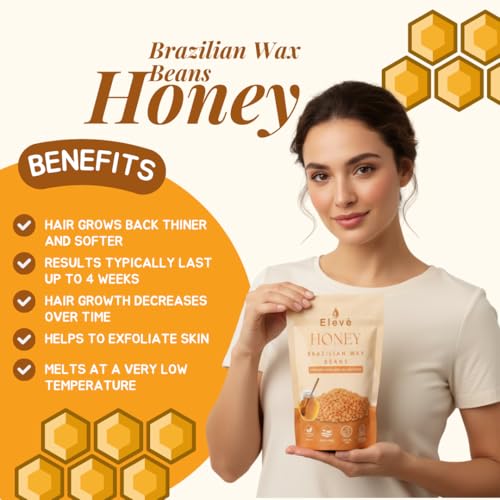 Image of Eleve Brazilian Beads, Stripless & Painless Hair Removal | India's 1st Peel Off Honey Wax For Men & Women| Quick & Easy Tan Removal Waxing For Face, Armpit & Bikini Areas (500 Gm)