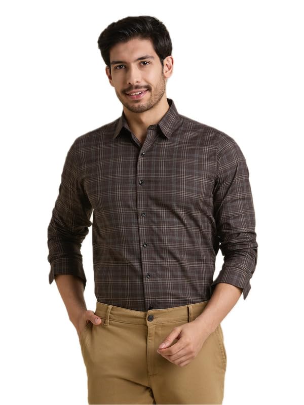 mark & albert Mens Checkered Slim Fit Full Sleeves Cotton Casual Shirt | Stylish Semi Formal Shirt for Men-picture-17
