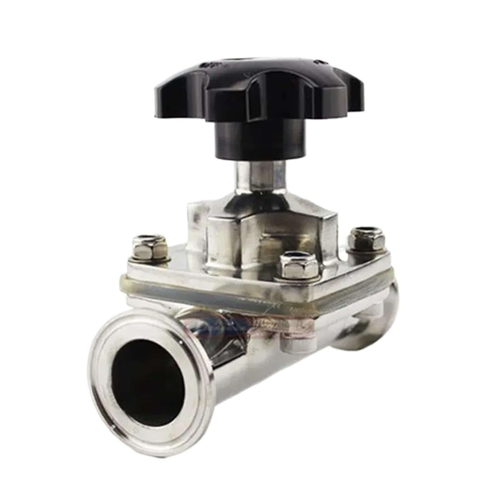 Válvula de diafragma de acero 316L con maneta azul para un control preciso de flujo higiénico