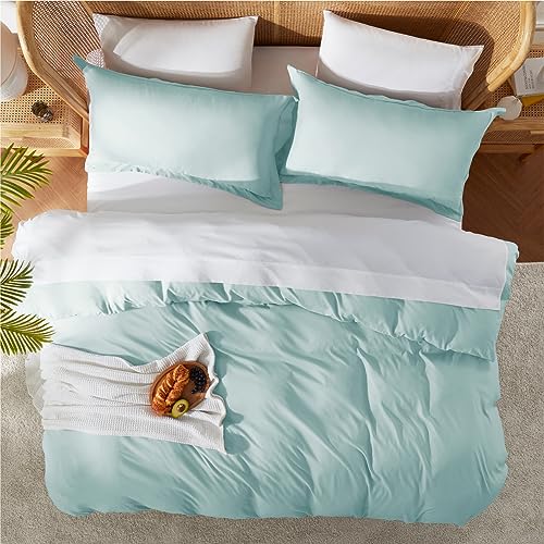 Nestl Light Blue Duvet Cover King Size - Soft Double Brushed King Duvet Cover Set, 3 Piece, with Button Closure, 1 Duvet Cover 104x90 inches and 2 Pillow Shams