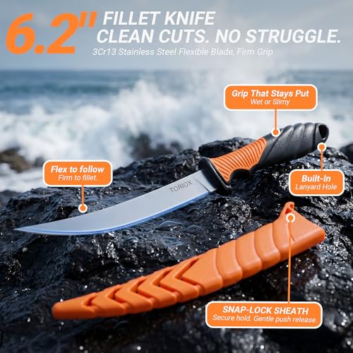 TORIOX Fishing Tool Kit,Fishing Pliers Set with Fish Lip Gripper, Fillet Knife, Braid Scissors & Multitool, Saltwater Freshwater Fishing Gear for Hook Removal, Fish Scaling & Cutting — view 4