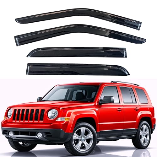 Image of KPY Rain Guards Fit for 2007-2018 Jeep Patriot, Out-Channel Window Visors Vent Wind Deflectors 4PC, Car Accessories for 07-18 Patriot