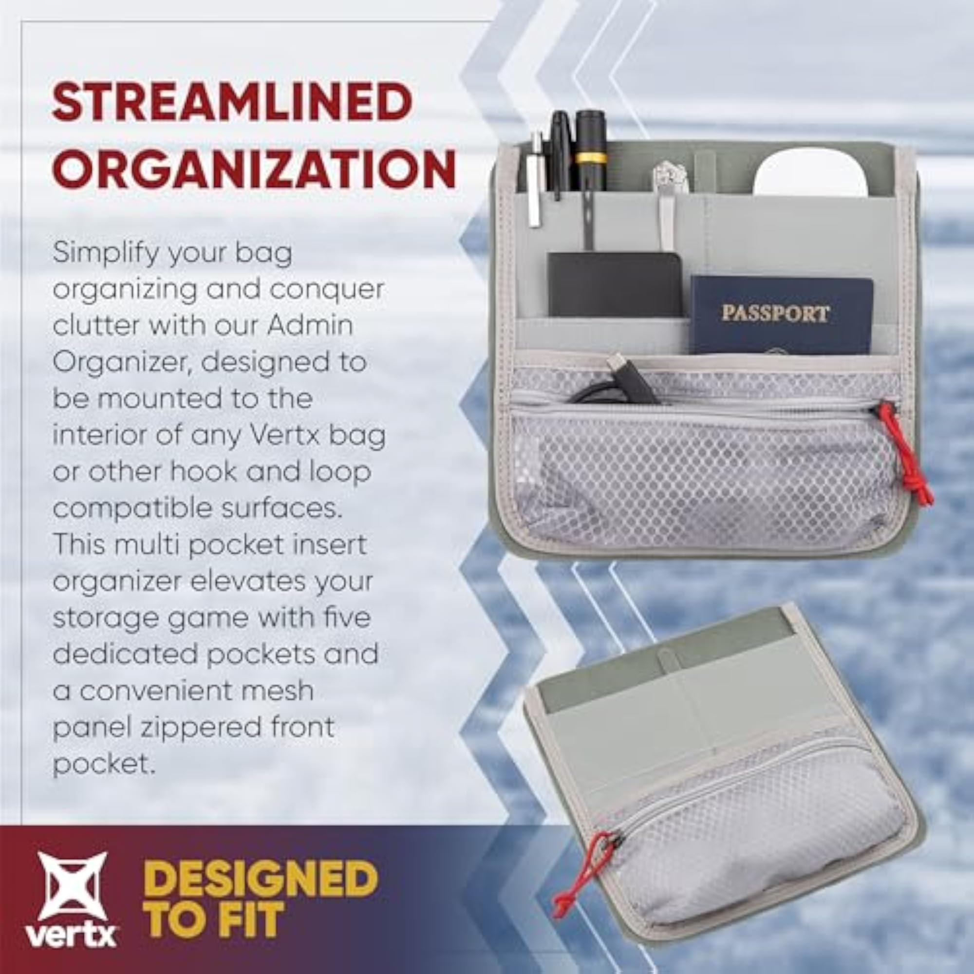Admin Organizer Multi Pocket for Backpack, Grey