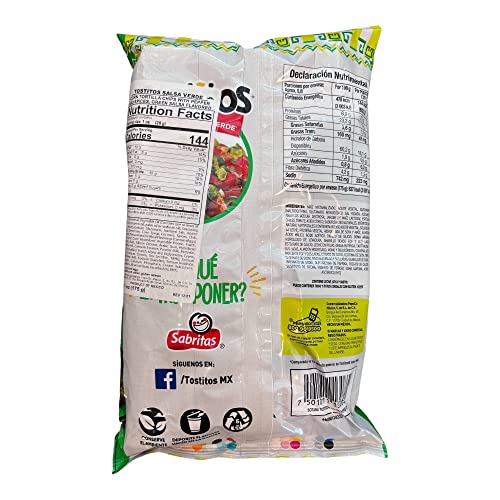 Sabritas Tostitos Salsa Verde (3 Pack) 6.1 Oz - Mexican Large Chips - Botanas Mexicanas Bolsa Grande 6.1 Ounce (Pack Of 3) #TOP3