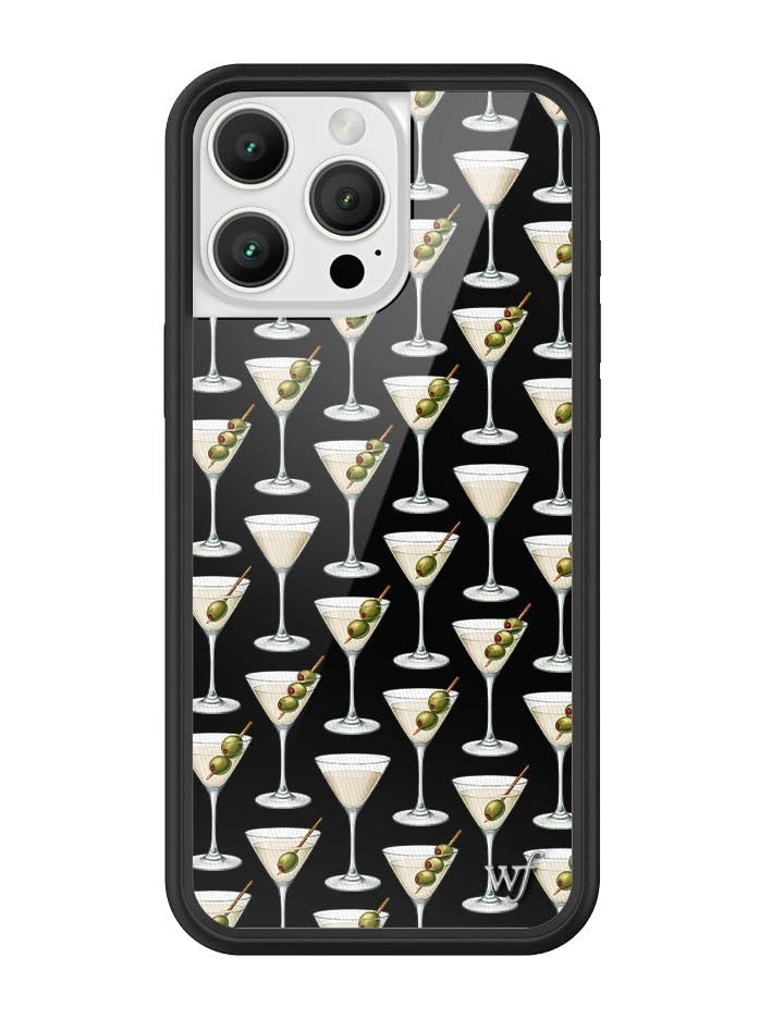 Image of Wildflower Cases - Compatible with iPhone 16 Pro Max | Protective Black Bumper, 6.5ft Drop Test Certified, Women Owned Small Business | Olive Martini Aesthetic Cute Trendy Girl | Collab - Ashtin Earle