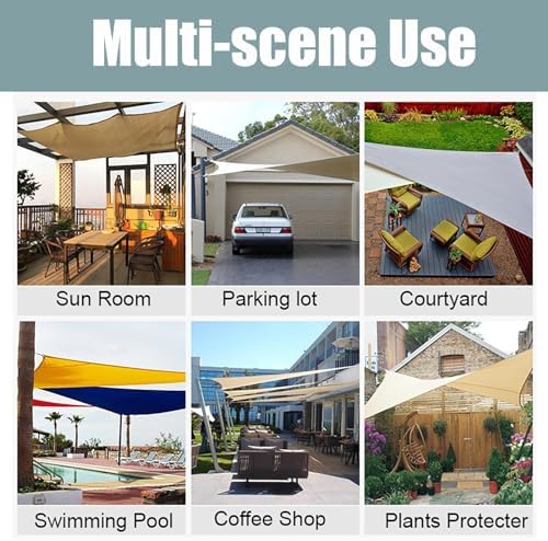 Insun 95% Sunscreen Anti UV Water Resistance Oxford Cloth Rectangle Sun Shade Sail Awning Shade for Outdoor Garden Patio Party Cyan 10'x10' - 5