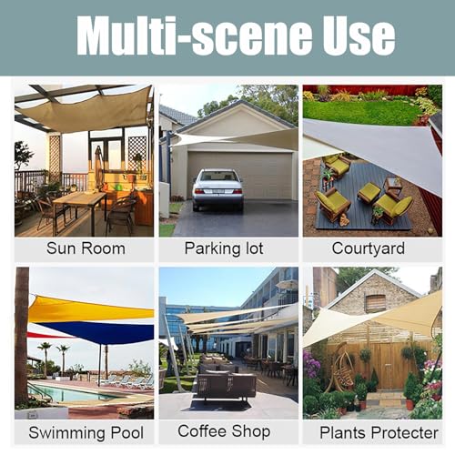Insun 95% Sunscreen Anti UV Water Resistance Oxford Cloth Rectangle Sun Shade Sail Awning Shade for Outdoor Garden Patio Party Cyan 10'x10' by Insun - Image 6