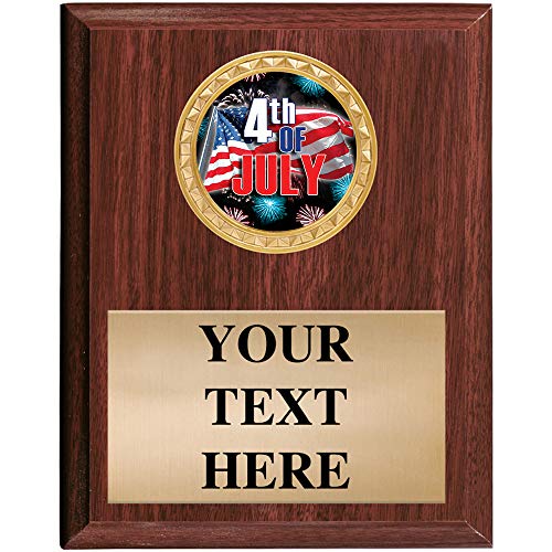 5x7 Walnut Finish Fourth of July Plaques - Customized 4th of July Plaque Awards Prime