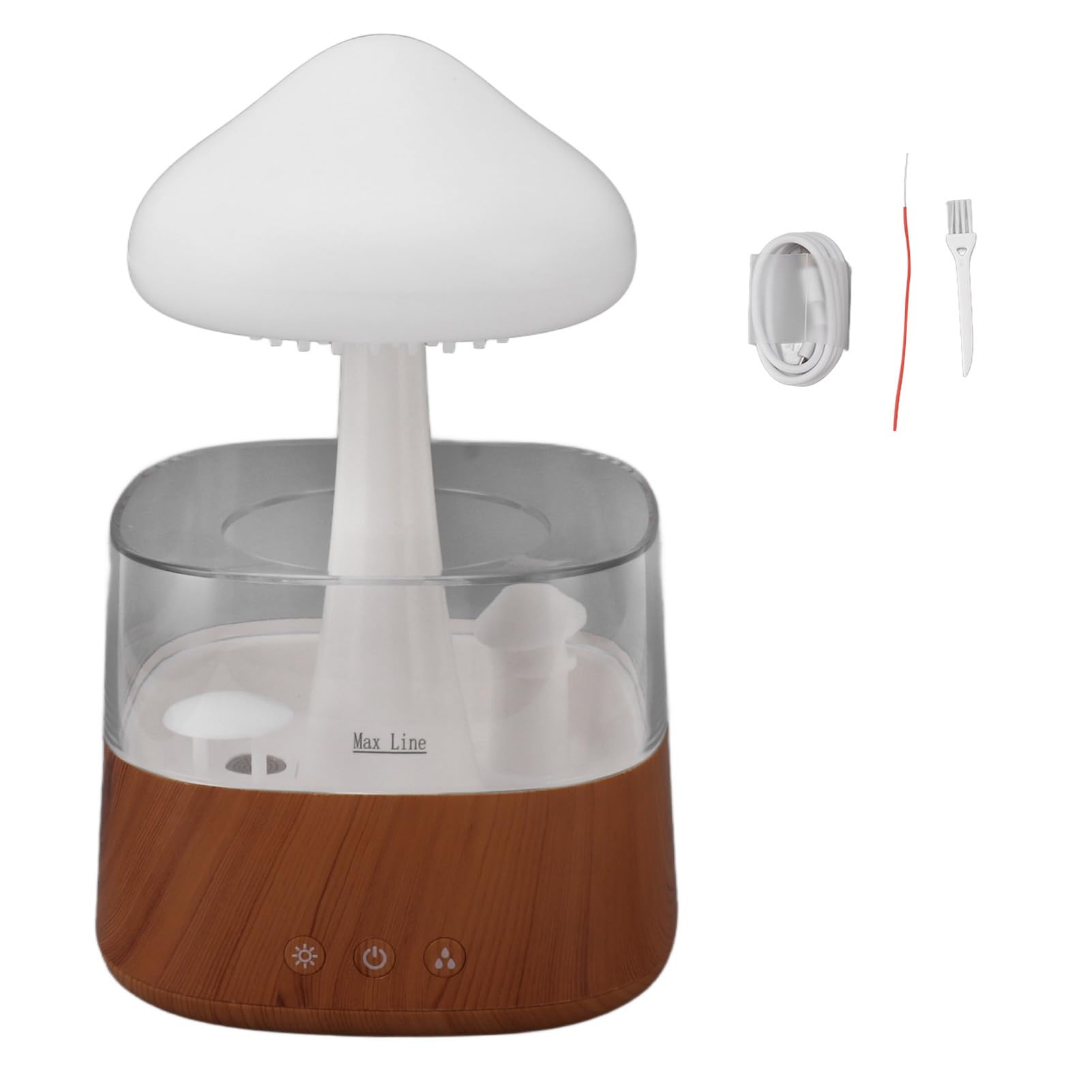 Focket Umidificatore a Nuvola di Pioggia, Finitura con Venature del Legno Umidificatore a Funghi con Illuminazione a LED a 7 Colori, Lampada a Pioggia con Diffusore di Olio Essenziale Alimentato