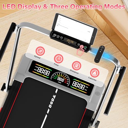 TODO Laufband für Zuhause klappbar, 3 in 1 Walking Pad mit 10% manuelle Steigung, Untertisch...